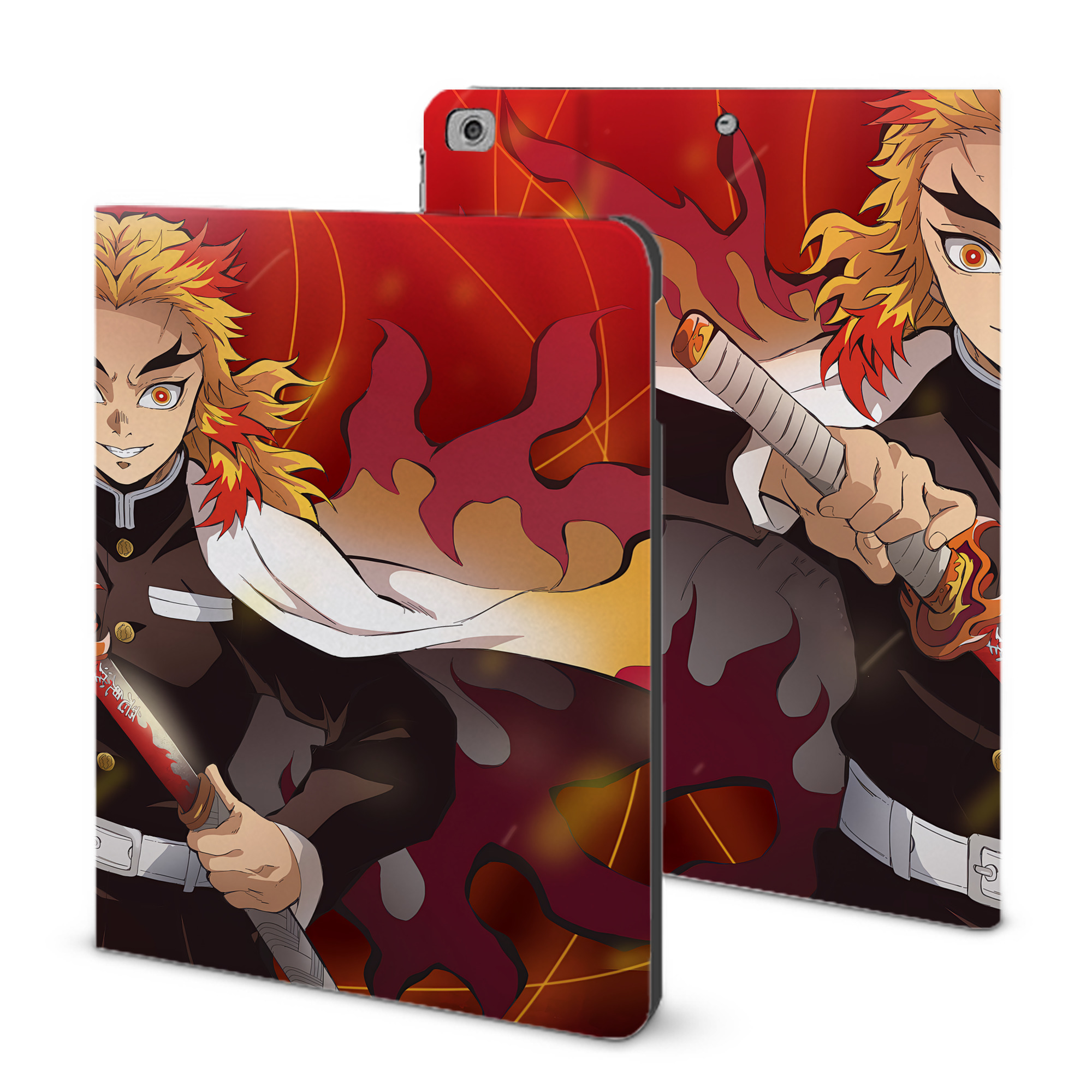 （画像用） 炎柱-煉󠄁獄 杏寿郎／れんごく きょうじゅろう Rengoku Kyoujurou IPad ケース ブック型 PUレザー TPU 耐衝撃 軽量 薄型 ペン収納なし 全面保護 IPad 各モデル対応